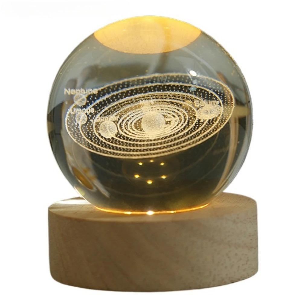 Уникальный 3D хрустальный шар с проекцией галактики и планет, USB ночник, подходит для украшения рабочего стола и домашнего декора