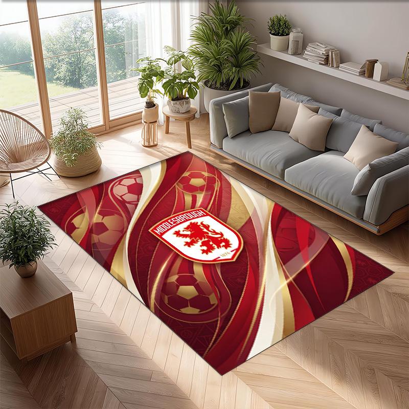 Middlesbrough FC Soccer Football Pattern Soft Area Rug Non Slip Indoor Floor Carpet Sports Decor Mat for Bedroom