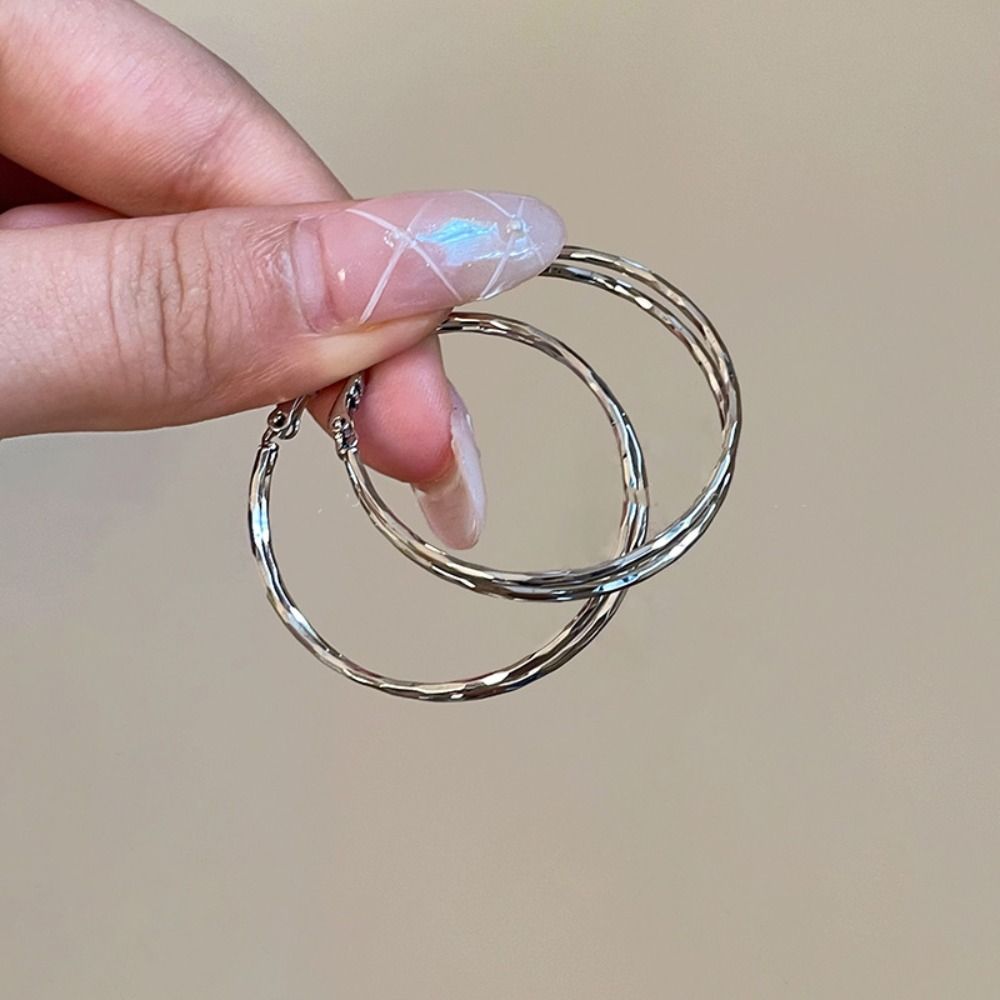 Double Layer Round Ring Earrings Hook Piercing Ear Jewelry Accessories  Gifts