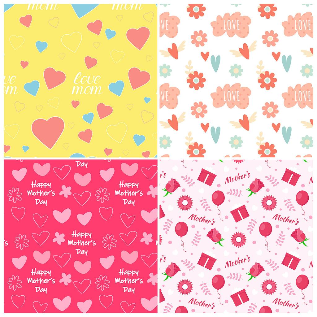 12 Sheets/Pack Mother'S Day Material Paper-Cut Scrapbook Card Pink Background