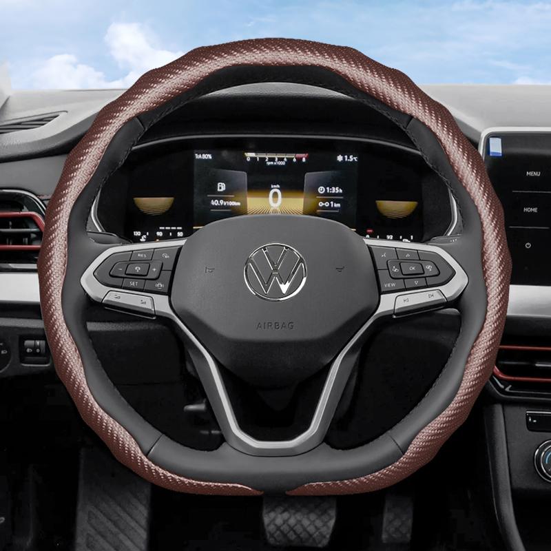 Подходит для Volkswagen Рулевое колесо с текстурой под карбон Накладка защелкивающаяся Волнообразная Защитный чехол Golf Passat Polo Jetta Tiguan T-Roc Atlas