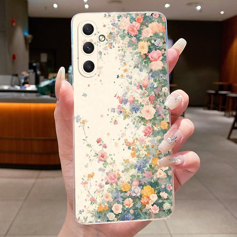For Samsung A35 5G Case Aesthetic Flower Clear Soft Silicone Back Cover For Samsung Galaxy A35 A55 Phone Case SM-A356B SM-A556B