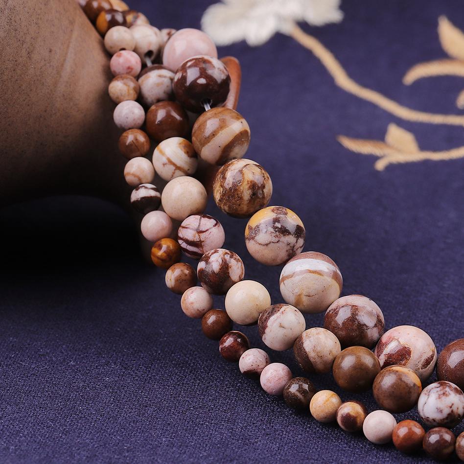 Круглые бусины из австралийского зебрового камня, 4-12 мм, натуральные россыпные бусины, нить 15 дюймов, выберите размер