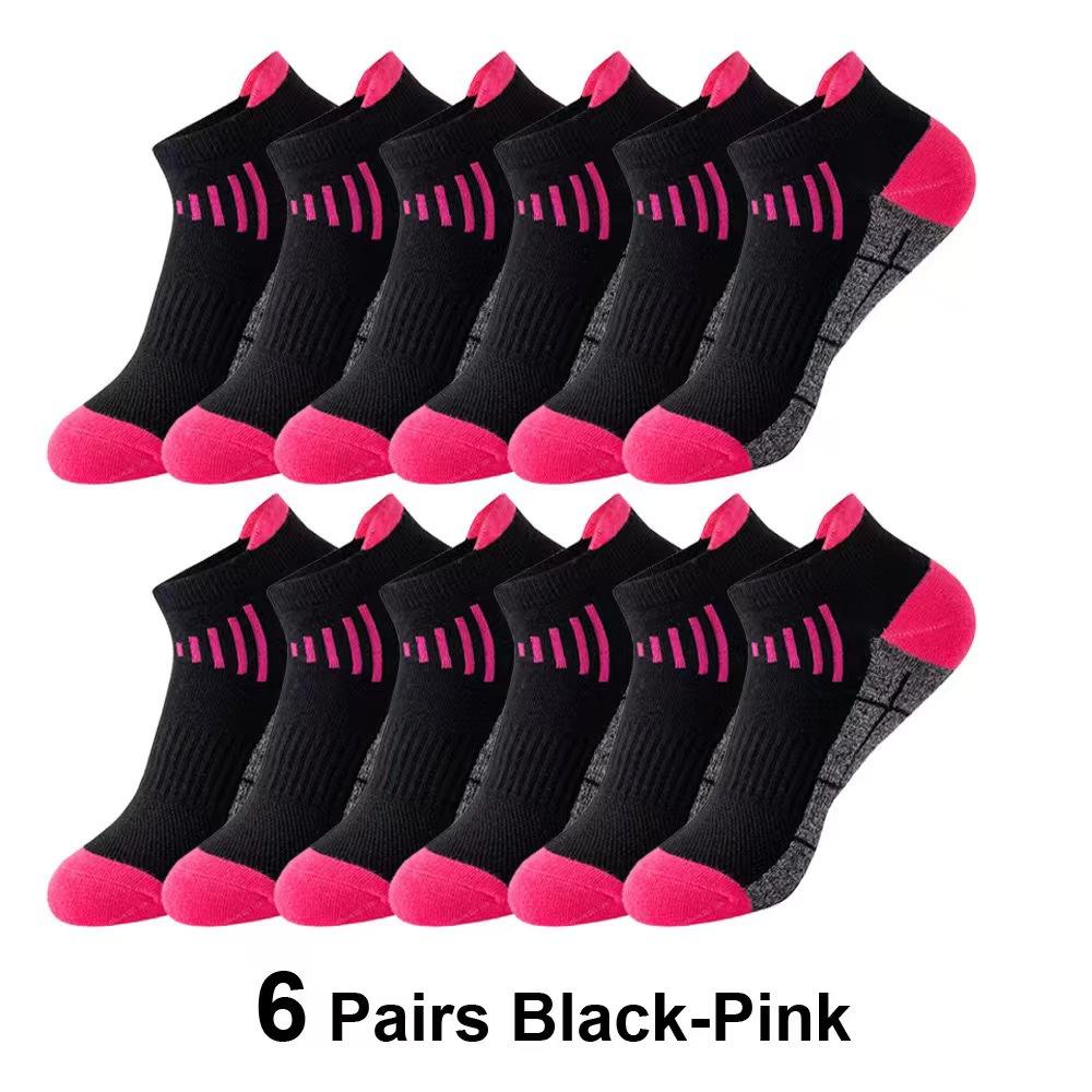 6 Pairs Women Running Socks Breathable Athletic Socks Cushion Low Cut Cycling Sports Socks