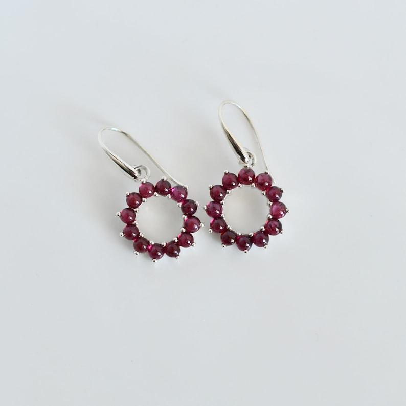 Red Garnet Round Gemstone Earring, Women Earring, Gift For Her, Designer Earring, Handmade Jewelry, Birthday Gift, 925 Sterling Silver
