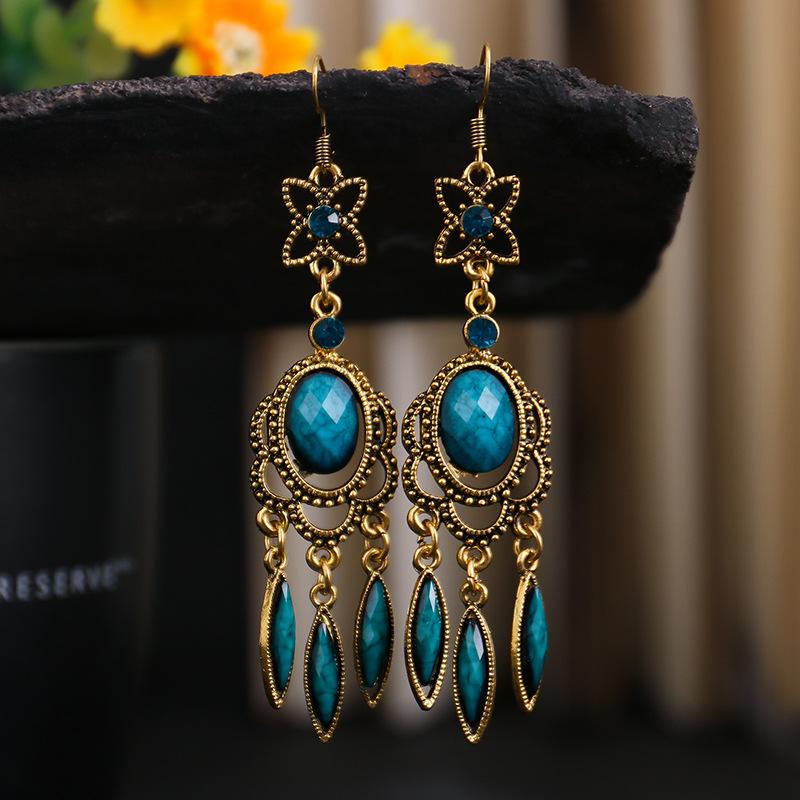 Ethnic Vintage Dangle Earrings for Women Tassel Waterdrop Earring Wedding Festival Jewelry Accessories