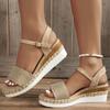 Fashion Fashion Canvas Wedge Sandals for Women Summer 2024 Casual Espadrilles Platform Sandles Woman Thick Sole Non Slip Gladiator Shoes