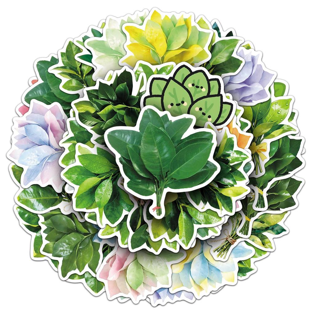 50 Pomelo Leaf Stickers for Blessings, Exorcism, and Decorative Use in Notebooks, Planners, or Storage Boxes