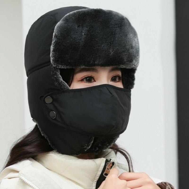 Winter Large Men's Outdoor Cycling Thermal Hat, Windshield and Cold Hat, Thickened and Enlarged Ear Protection Cotton Hat