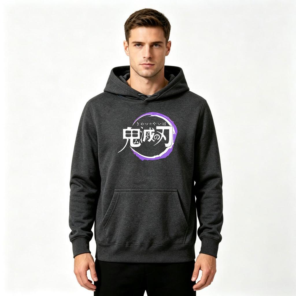 Men's Casual Pullover Hoodie, Anime Character Print Long Sleeve Hooded Sweatshirt for Daily Wear