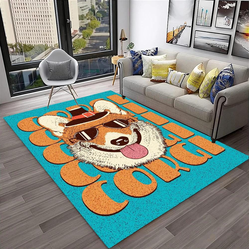Cute Dog Samoye,Chihuahua,Koki Pomeranian Husky Cartoon Carpet Rug for Home Living Room Bedroom Sofa Doormat Decor,kid Non-slip