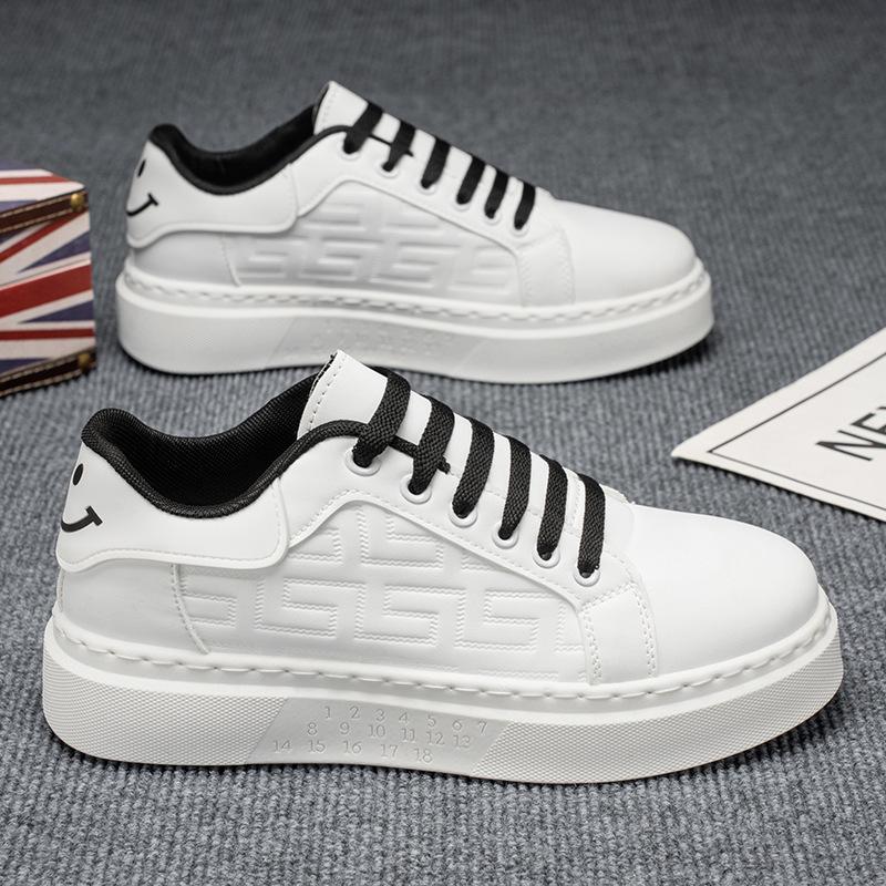 Fashion Spring Platform White Shoes Man Fashion Trend Leather Versatile Casual Shoes Thick Sole Sneakers Height Increasing Tennis Shoes