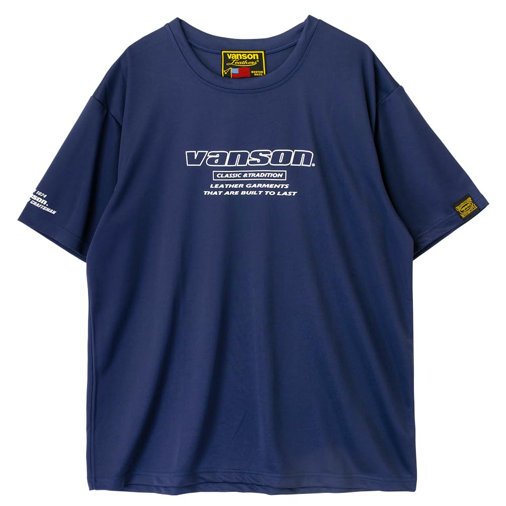 Vanson VSE25802S Men's Moisture-Wicking, Quick-Drying Mesh T-Shirt (M, Navy/White)