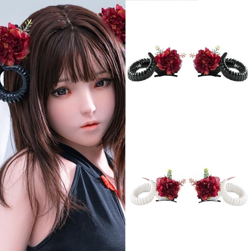 Gothic Sheep Horn Hairpin For Halloween Cosplay Costume Unisex Lightweight Cosplay Props Resin Material