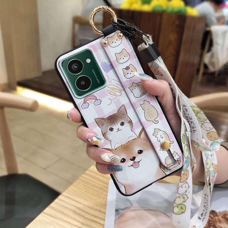 Cartoon Wristband Phone Case For Nokia HMD Pulse/Pulse+/Pulse Pro Shockproof Anti-knock Wrist Strap Fashion Design Ring