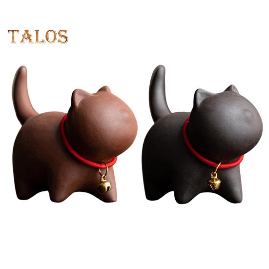 Чайный сервиз «Котенок» с изображением питомца в стиле кунг-фу, изготовленный вручную из фиолетового песка, для чайного домика в стиле восточной элегантности, для стола, домашнего офиса, чайной комнаты, уникальный подарок для любителей чая