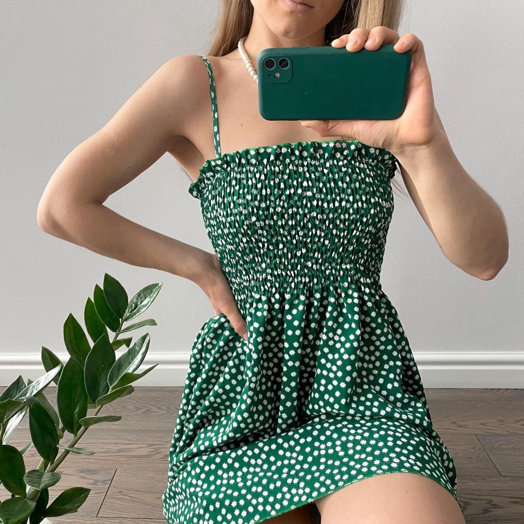 Женский сарафан в горошек, длина мини