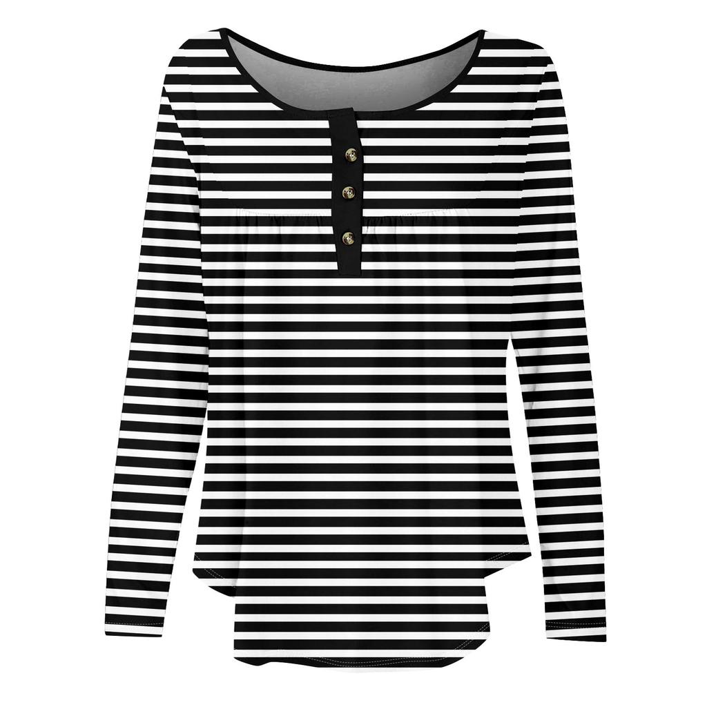 Женская туника с длинным рукавом, свободные топы, повседневные топы оверсайз, плиссированная туника, застегивающаяся на пуговицы, повседневные женские топы с принтом