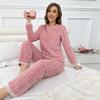 Осенне-зимний пижамный комплект для женщин, велюровый, теплый, повседневный, толстый, комплект из топа и длинных брюк, домашняя одежда, одежда для сна, одежда для отдыха