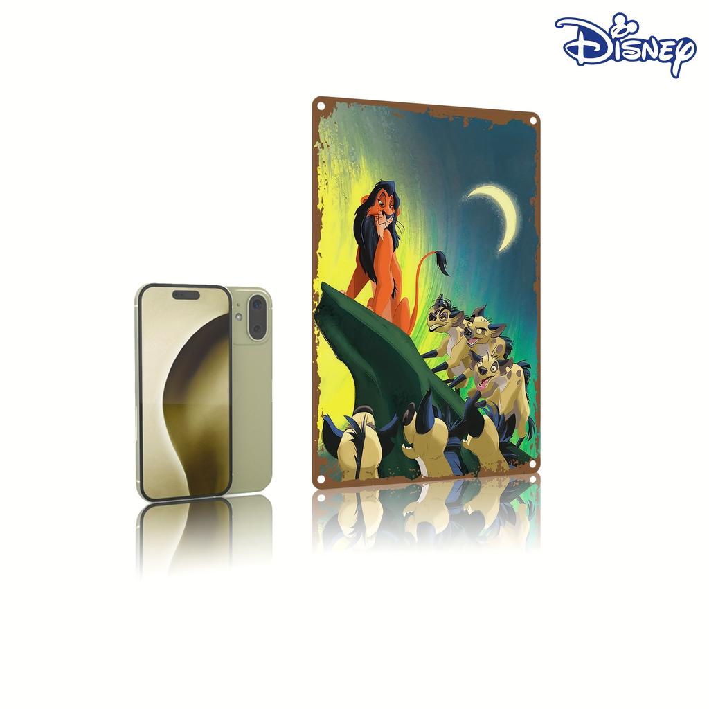 Дисней 1 шт. Металлическая жестяная табличка Величественный Король Лев с гиенами в красочных джунглях Арт 20,32 x 30,48 см Идеально для домашнего декора и праздников
