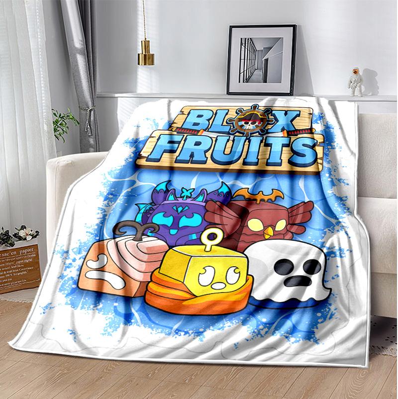 Blox Fruit Flannel Blanket Soft Warm All-Season Throw, Design for Camping, Car Travel, Hiking Sofa, Bed, Office Perfect Gift for Parties