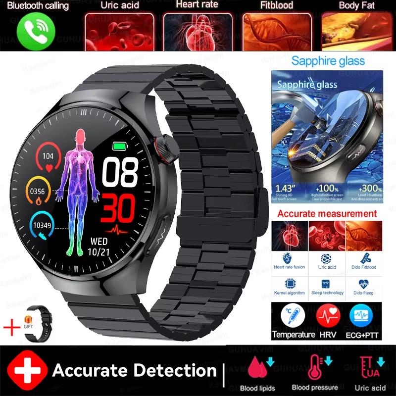 2025 New Health Nursing Grade Smart Watch Men Blood Lipid Uric Acid Tracker ECG+PPG Clock Bluetooth Call Smartwatches For Xiaomi