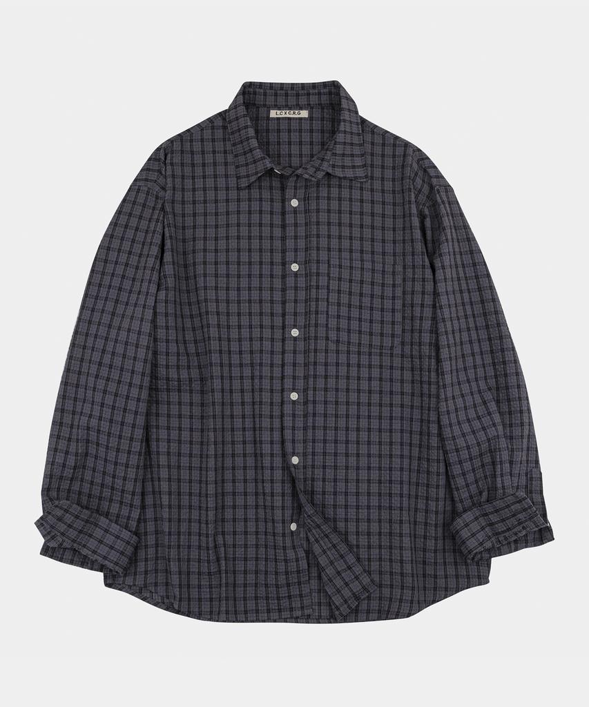 LETTERCOMO Clove Wrinkle Check Shirt Charcoal