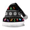 2024 Thickened Double-Sided Fleece Striped Christmas Hat with Ornaments