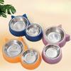 Cat-shaped Double-bowl Stainless Steel Tableware, Cat Basin Integrated Pet Bowl, Non-wet Mouth Feeding and Drinking for Dogs