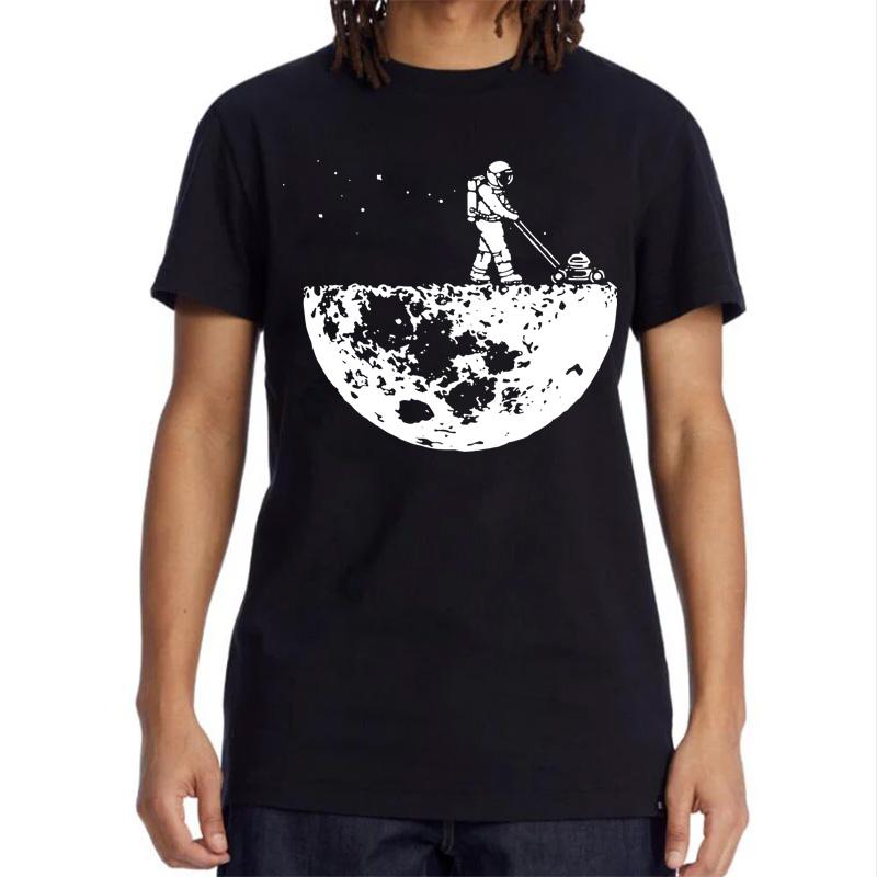 Summer Men Tshirt High Quality Cotton Blend Funny Lunar Cleaner Printing Casual Cool Loose Oneck Male Soft Tshirt Hip Hop Tees