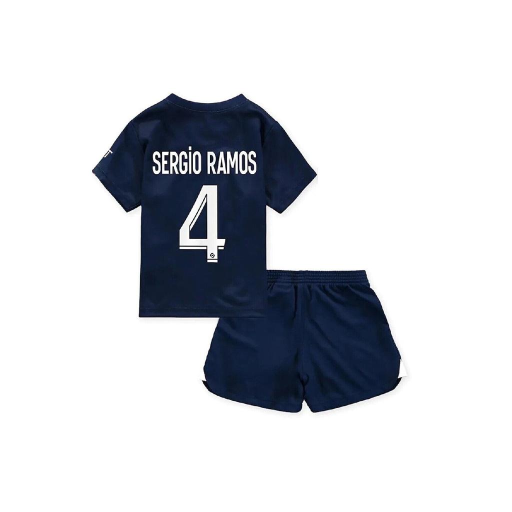 Футбольный детский комплект из трех предметов темно-синего цвета Psg Sergio Ramos, сезон 2022-2023 гг.