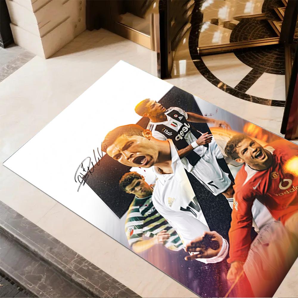 Ronaldo's Evolution Football Carpet Suitable for Playrooms Entryway Outdoor Decorate room Antislip Carpet Anime Office Decor Perfect Gift for Women/Me