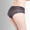 Женские однотонные трусы со средней посадкой, прозрачные кружевные трусы с вышивкой, бесшовные трусики из ледяного шелка, нижнее белье