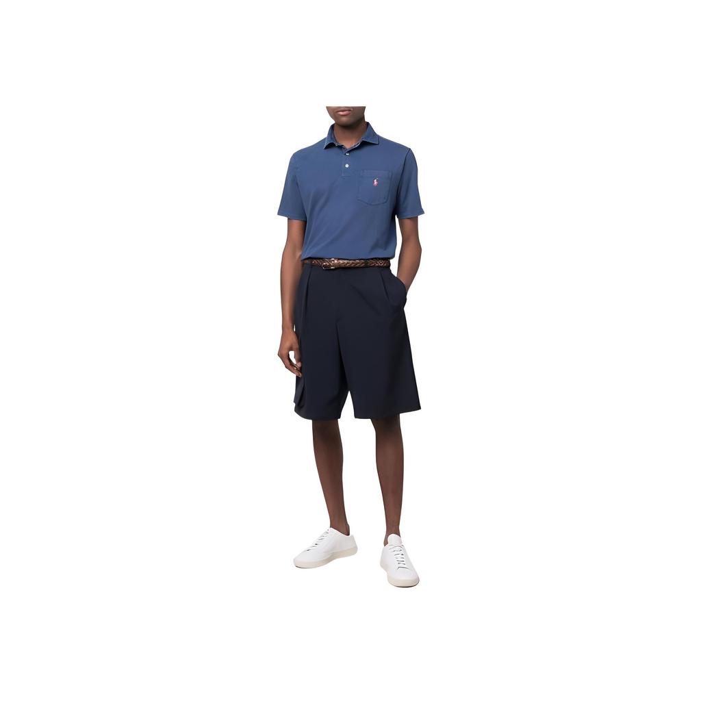 Polo Ralph Lauren Solid Color Cotton Linen Short Sleeve Polo Shirt Men Tops Blue 710860390001LIGHT