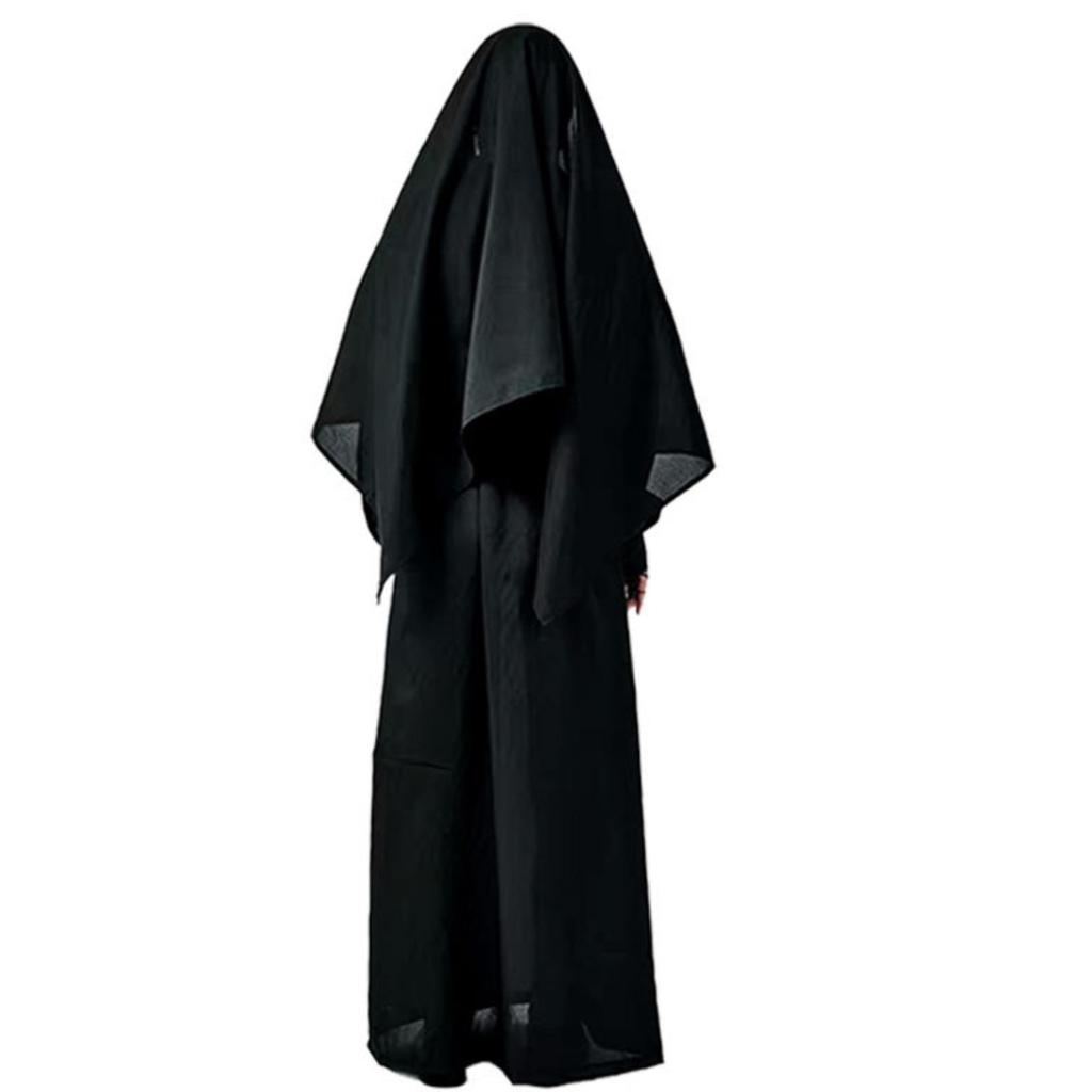 Хэллоуин монахиня косплей костюм комплект из 4 предметов костюм монахини + накидка + пояс + ожерелье косплей костюм