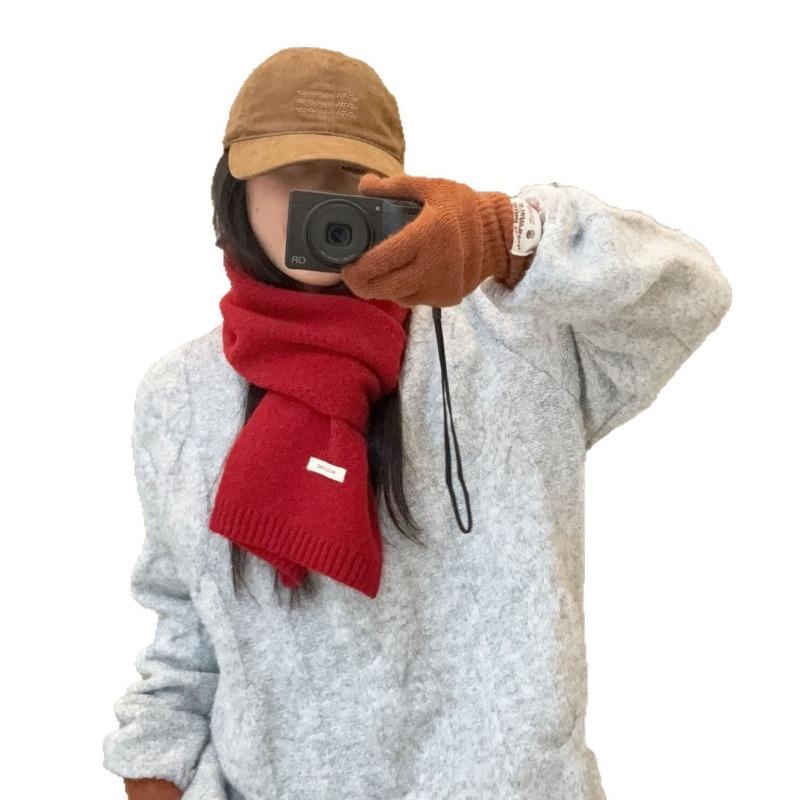 Winter Scarf Atmosphere New Solid Color Versatile Fashion Warm Neck Protection Scarf Scarf Shawl Dual-purpose