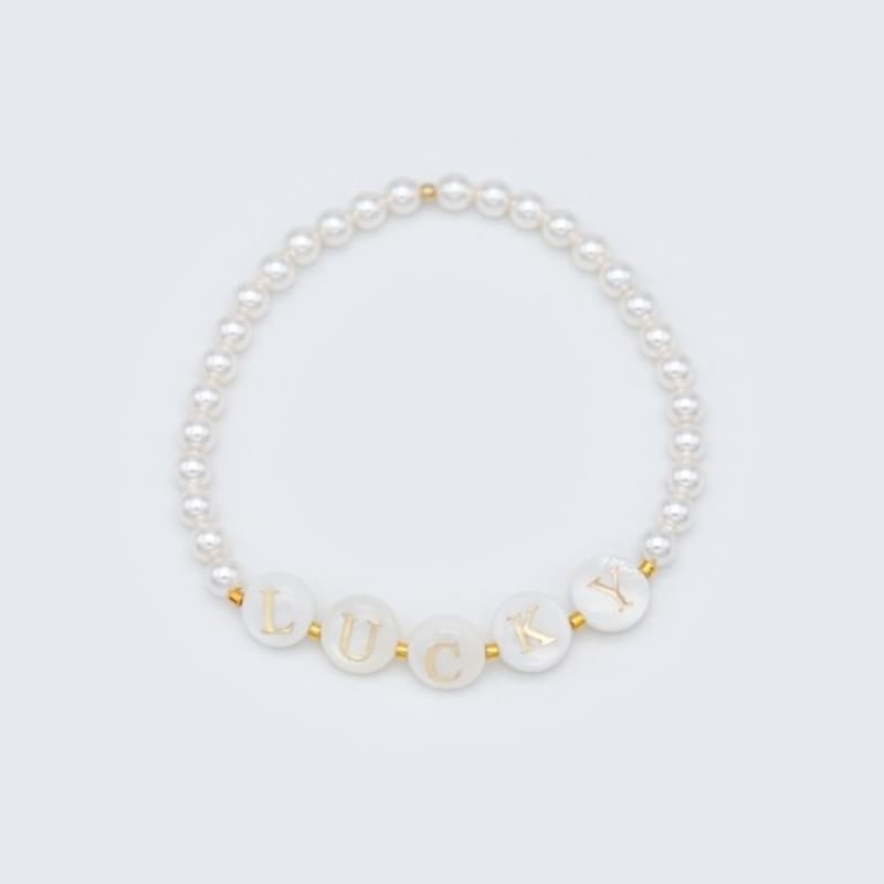 BONBEAU pearl initial gold beads Bracelet