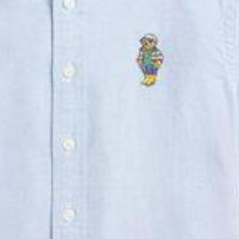 Polo Ralph Lauren Shirt Solid Color Logo Embroidery Single-Breasted Collar Long Sleeve Kids Tops Blue CWPOWOVY6820539-400