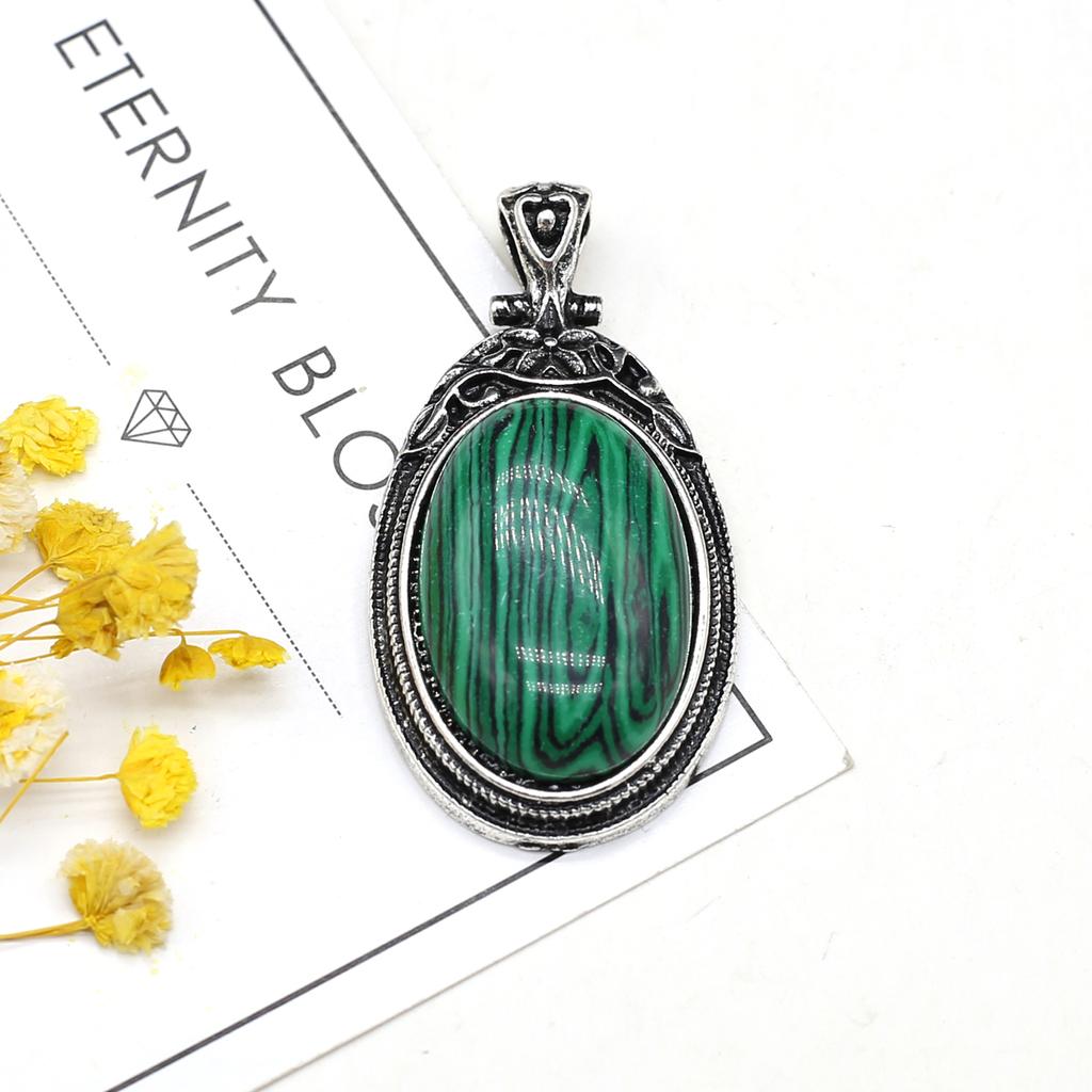 Подвеска из натурального камня в винтажном стиле, ожерелье, модные украшения, овальная форма, колье из сплава, розовый кварц, опал, малайзийский нефрит, идеи подарков, подарки для влюбленных