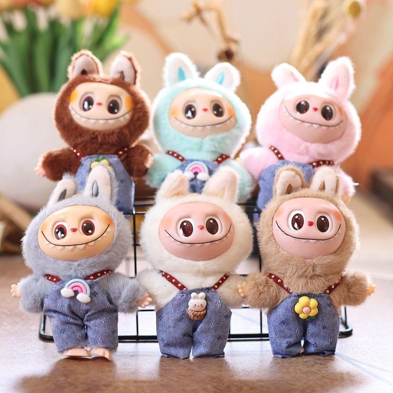 Cute Cartoon Rabbit With Overalls Plush Toy Pendant Keychain For Kids