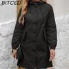 BITCED Осенне-зимний водоотталкивающий тренч с капюшоном, женское повседневное длинное пальто свободного кроя, больших размеров, верхняя одежда для улицы от дождя