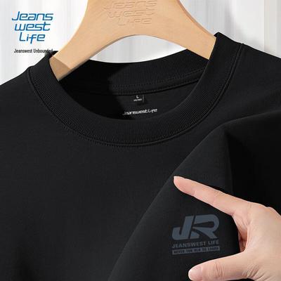 Мужская футболка с длинным рукавом из чистого хлопка с принтом букв Jeanswest Life