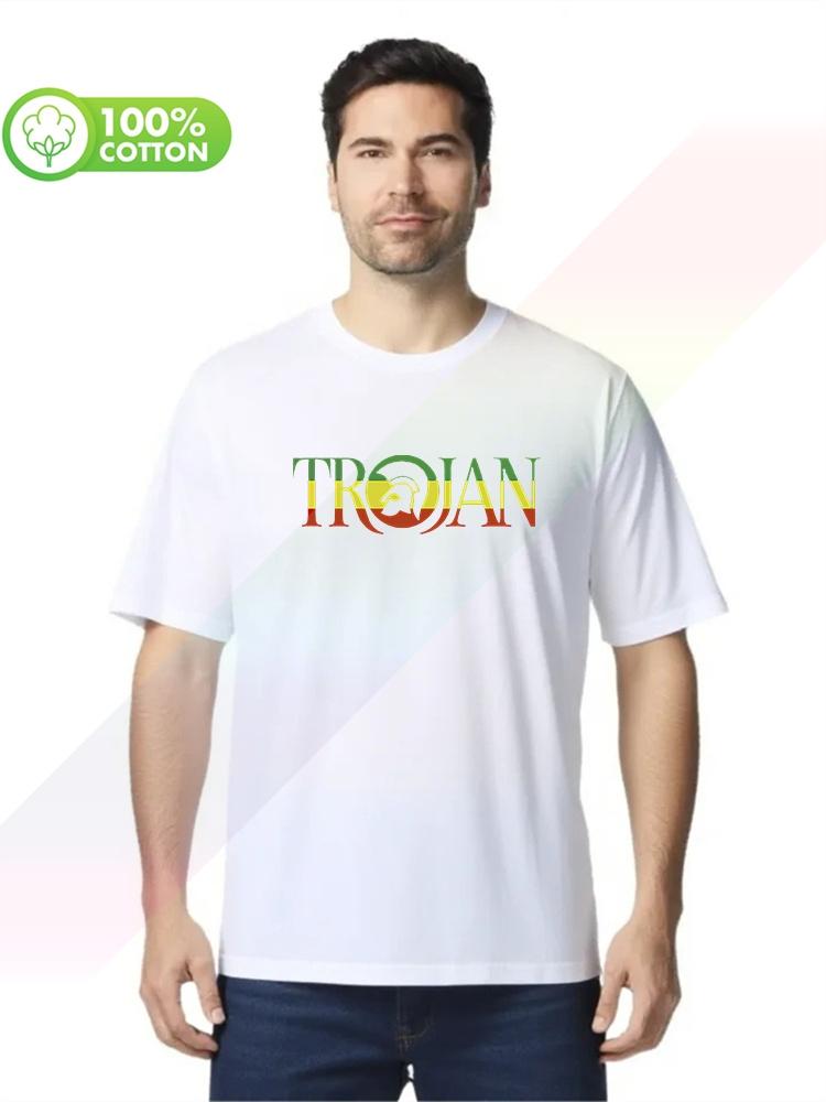100% хлопок Круглый вырез Тяжелый вес Унисекс Футболка Trojan Records Ска Регги Рокстеди Модный Бренд Хип-хоп S3XL Топы Футболки