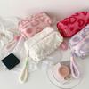 Yousheng Плюшевая косметичка в форме сердца 3D Пушистые сердца Косметичка Сладкий пушистый органайзер для косметики Сумочка для туалетных принадлежностей для женщин девушек