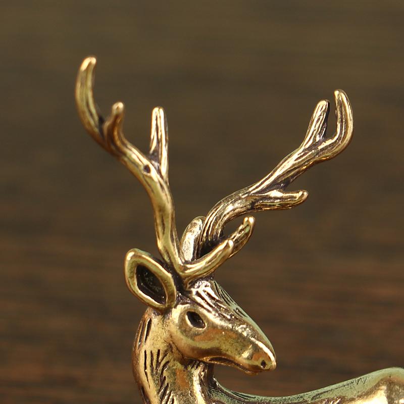 1 шт. ретро латунная рождественская миниатюрная фигурка лося, аксессуары для украшения фестиваля, мини-статуя оленя, настольное украшение, декор
