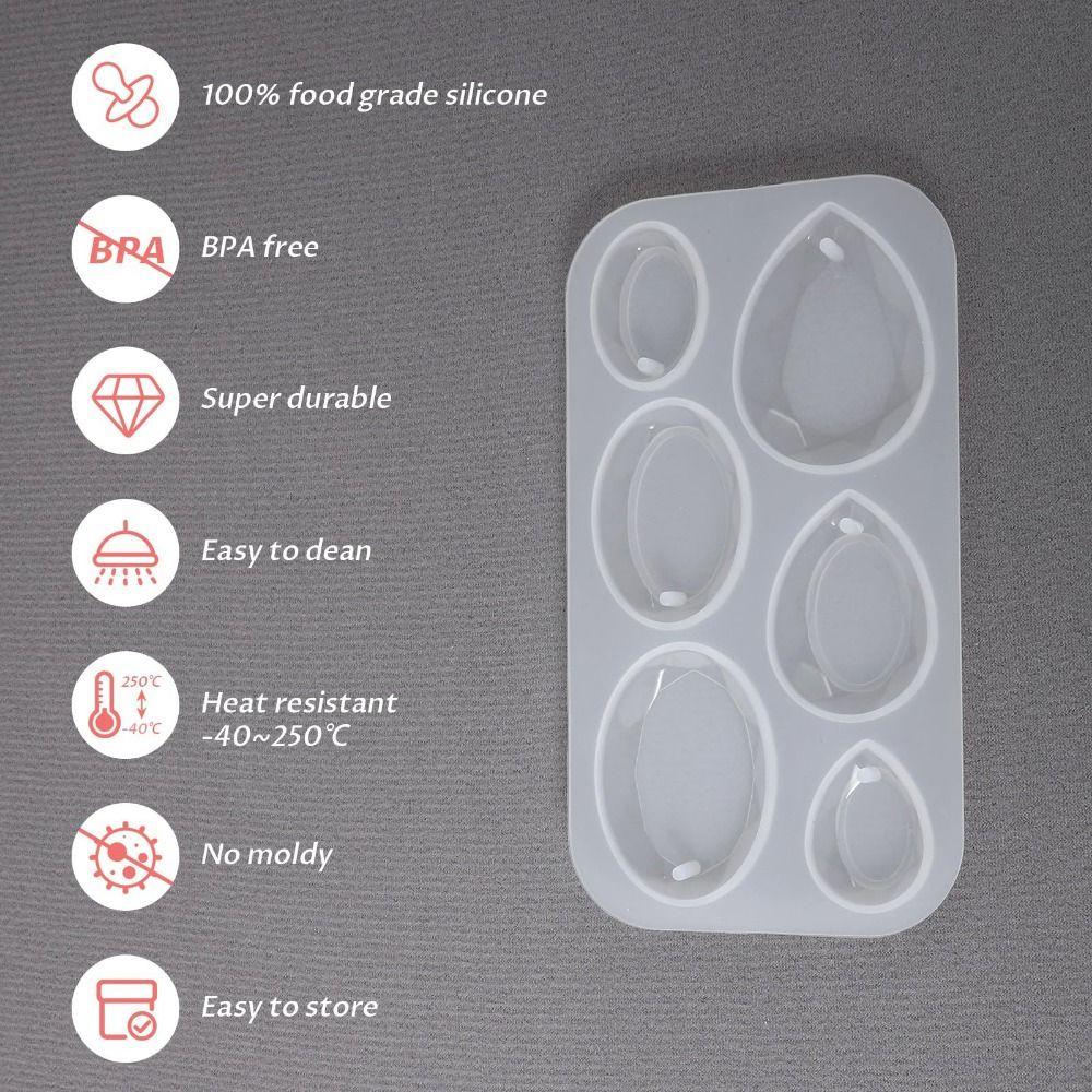 with Hanging Hole Resin Jewelry Mold 6 Cavities Resin Casting Mold Jewelry Making