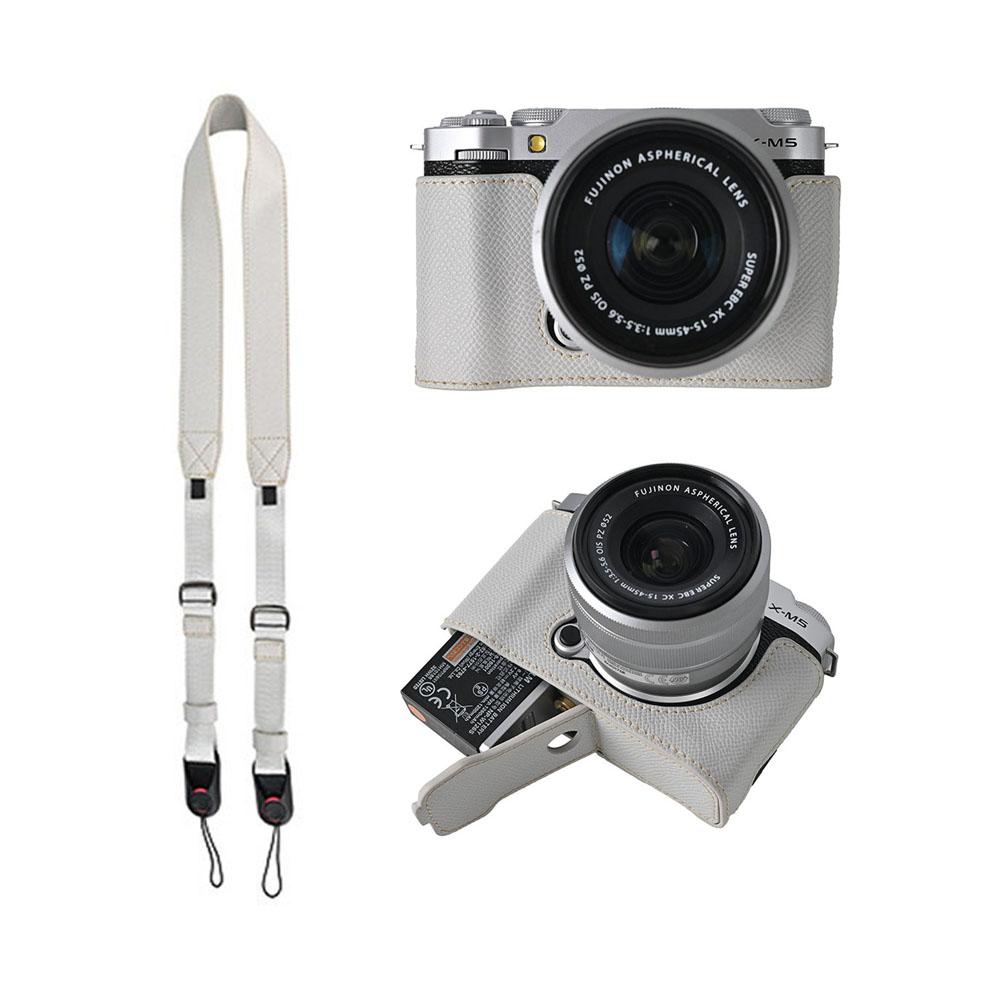 Получехол для камеры из ПУ кожи с принтом пальм для Fujifilm XM5 Fuji X-M5, крышка с отверстием для батарейного отсека снизу, со шнурком