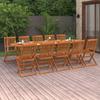 VidaXL Solid Acacia Wood Garden Dining Furniture 11 Pcs Patio Table and Chairs Dining Set 3086980