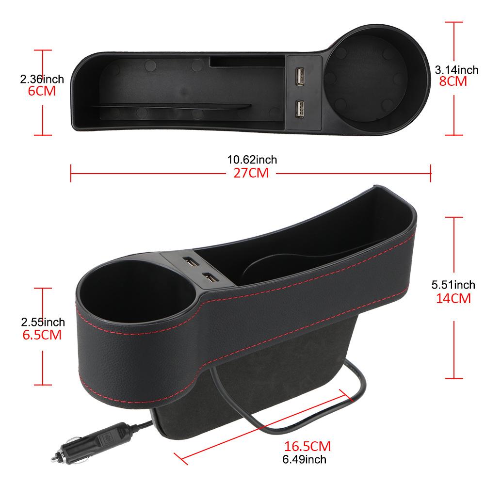 Органайзер для автомобиля Автоаксессуары Телефон Бутылка Подстаканники Коробка Кожа Коробка для хранения в щель между сиденьями автомобиля Двойное USB-зарядное устройство Коробка-щель для сиденья