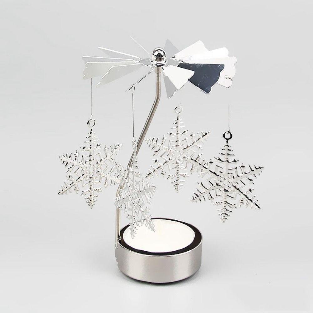 Металлический вращающийся подсвечник для чайной свечи с рисунком карусели в виде полого ангела, рождественский вращающийся подсвечник золото серебро